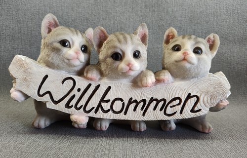 Willkommen schild katzen figur - willkommen,