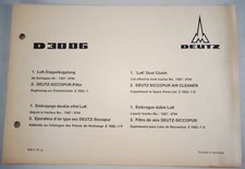 Teilekatalog Ergänzung / Ersatzteilliste Deutz Traktor D 3006 Stand 08/1969