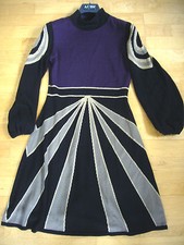 ?Temperley?Strickkleid Silkdress Lila Gold Schwarz*Art Deco Stil UK8,US4 Gr.S