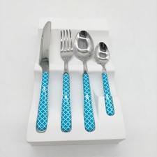 Besteck Set 24 teilig Florence Edelstahl Griff Blau Cylinder Flo - Unvollständig