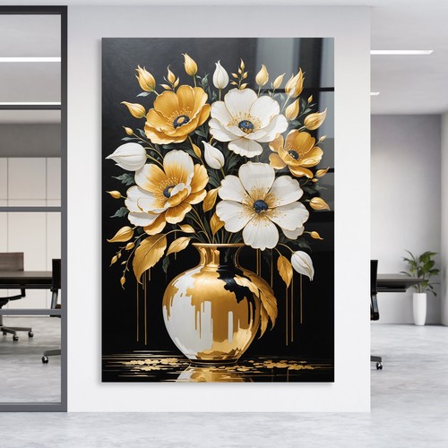 Vase mit goldenen blumen - ✅vase,