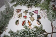 kleine sehr alte 7 Glocken, 4 Zapfen, 1 Formteil mit Reflex Einstich Lauscha 30