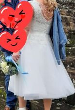 Hochzeitkleid gebraucht 38 knielang , Mit Perlen Und Stickerei.  