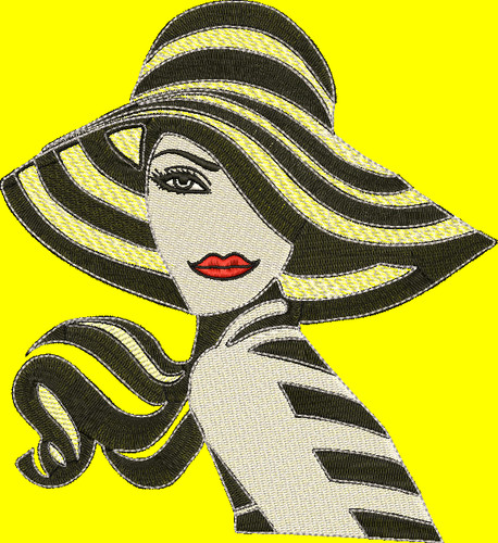 Stickdatei frau mit hut - mit, hut,