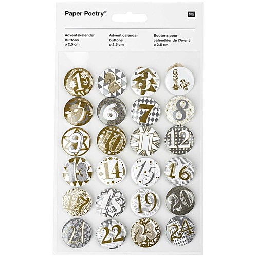Adventskalender buttons 25mm - adventskalender,