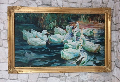 Antikes ölgemälde enten - antikes,