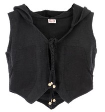Goa Psytrance Weste, Pixi Weste, Boho Weste, kurze Weste, Damen Weste - schwarz