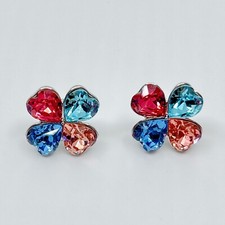 Vierblättriges Kleeblatt Ohrstecker mit Swarovski® Kristall Damen Geschenk Neu