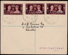 Franz. Post in Marokko; 15 C. auf 1 1/2 P. Krönung 1937 (2), Tanger-Wert auf FDC