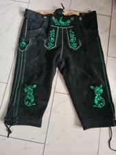 Trachten - Lederhose by OKTOBERZAUBER , XXL ,schwarz , grüne Stickerei , gebr.