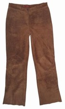 TAIFUN Damen- Bootcut- LEDERHOSE OHNE TASCHEN / Velourshose in braun Gr. 40