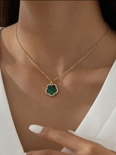 Halskette glitzerndem Kleeblatt-Anhänger, Frauen