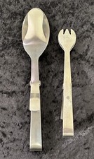 Retro Beram Salat Besteck Zangen Löffel Gabel Silber Rostfrei Gebraucht U52