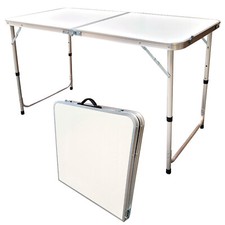 CAMPINGTISCH WEIß 120 x 60cm KLAPPTISCH ALUMINIUM TRAGEGRIFF HÖHENVERSTELLBAR XX