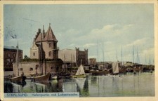 Ak Stralsund in Vorpommern, Hafenpartie mit Lotsenwache - 11257270