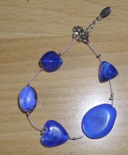 Armband blaue Steine 19 cm lang + Verlängerungsstück Hakenverschlus Modeschmuck