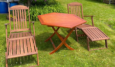 Garten/Balkon Holz 2 Liegestühle (Ikea) und 1 Tisch, dunkelbraun 3 Teile