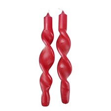 Broste Copenhagen Stabkerzen Twist 2 Stück Paraffin rot Ø 2 x H 23 cm gedreht