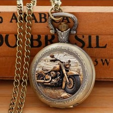 Biker Taschenuhr Custom Bike Harley, Route 66 (mit H.Kette) o.als Flaschenöffner