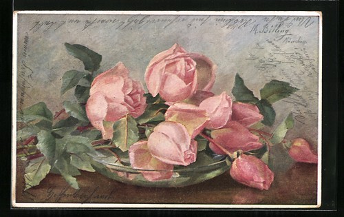 Künstler billing rosa - künstler-ak,