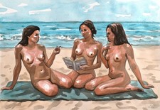 ORIGINAL Akt Aquarell A3