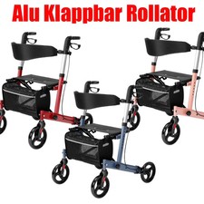 Geländerollator In/Outdoor Rollator Luftbereifung Aluminium faltbar mit Sitz 