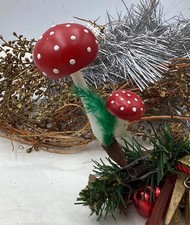 Alt Christbaumschmuck  Pilz Fliegenpilz Gansfeder auf Clio/Zwicker/ Klemme