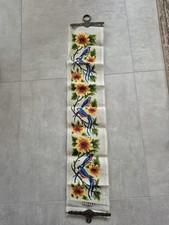 Vintage Klingelzug, Glockenzug Gobelin zum Fertigstellen, mit Messing-Montur