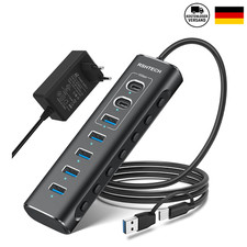 USB C Hub Aktiv mit Netzteil, RSHTECH 7-Port USB C 3.2 Hub Aktiv mit 3 * 10Gb...