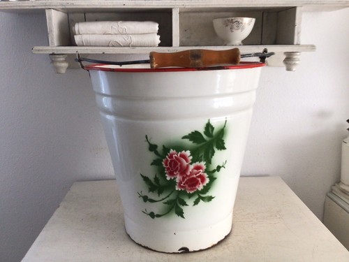 Alter emaille eimer rosendekor - alter,