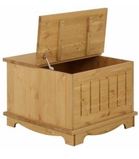 Truhe,Tisch,Couchtisch, Home Affaire, gelaugt- geölt, Massivholz,Glasauflage