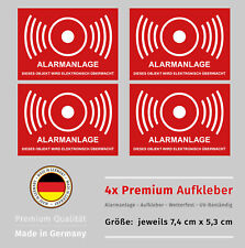 4x Aufkleber Alarmanlage Alarmgesichert Alarm Hinweis Wetterfest UV-Beständig
