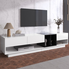 TV Schrank Mit 3 Schublade Lowboard  Fernsehschrank Hochglanz Weiß Schwarz 190cm