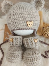 Baby Set 0 - 3 Monate MÜTZE UND PASSENDE SCHUHE Gr 50 / 56