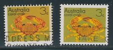 AUSTRALIEN 1973 3 C. KORALLENKRABBE VFU FEHLER/SORTE: HINTERGRUND OLIVBRAUN