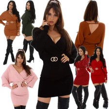 Damen Strickkleid Wickeloptik