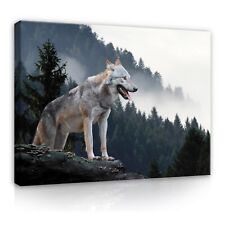 WOLF TIERE WALD Leinwandbild Groß Wandbilder Leinwand Bilder Canvas Wandbild