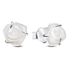 PANDORA Schmuck Damen-Ohrringe Weiße Blühende Rose Silber 293209C01