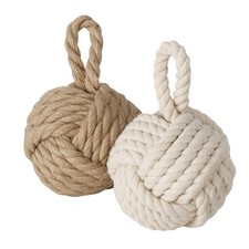 BOLTZE 2x Türstopper Türpuffer Zuber Seilknoten 23x15cm Jute Cremeweiß Natur