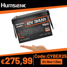 Humsienk 12V 314Ah 300Ah LiFePO4 Lithium Batterie 200A BMS Solaranlage Wohnmobil