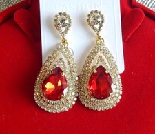 lange elegante XL OHRRINGE OhrHänger rote Swarovski*Elemente*Gold oder Silbern