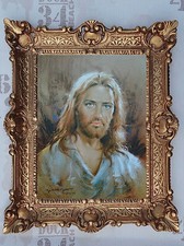 Gemälde von Carlo Parisi Jesus Christus Wand Bild mit Rahmen BAROCK 56x46 cm