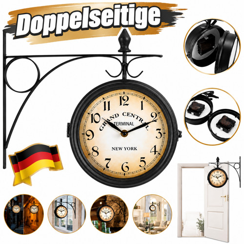 Bahnhofsuhr doppelseitig retro - bahnhofsuhr,