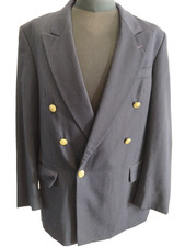 English Manor Sakko Herren Gr.56 Blau Doppelreiher Goldknöpfe 100% Wolle #