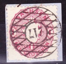 Sachsen Nr. 16 gest. Nummernstempel 217 Hainsberg-Deuben Briefstück, sehr sauber