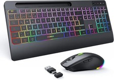 seenda Tastatur Maus Set kabellos beleuchtet, wiederaufladbare USB & Typ C