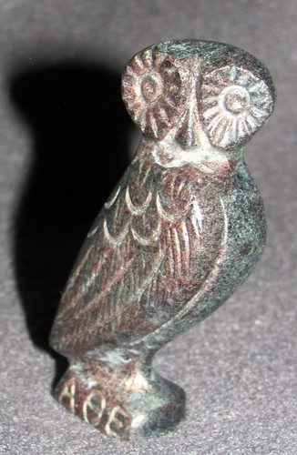 Bronze figur eule mit - figur, patina