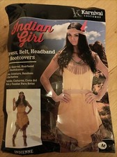 Kostüm Indianerin, Größe M, Karneval, mit separatem Federhaarschmuck 