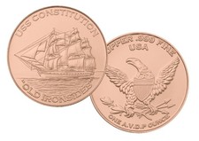 1 OZ Unze 999 Feinkupfer Private Mint - Motiv Uss Constitution
