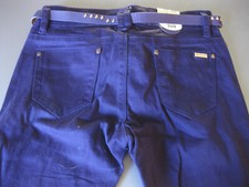 Hosen Jeans Gr. 36/S Dunkellila mit Gürtel Nieten Taschen Reals Damen NEUWARE